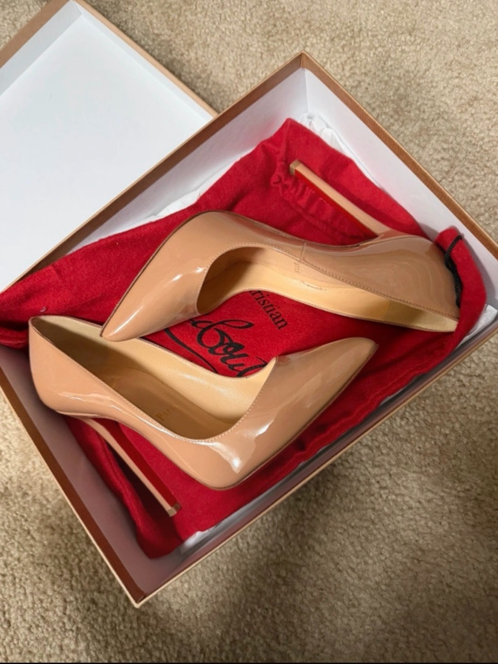 Christian Louboutin Nude Patent Stiletto Pumps